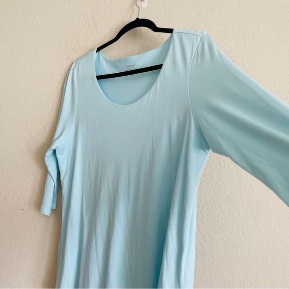 Pure Jill Blue 3/4 Sleeve artistic tee size L petite layered stretch comfort - Picture 2 of 8